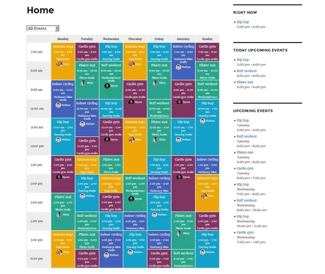 wordpress timetable plugin: motopress demo