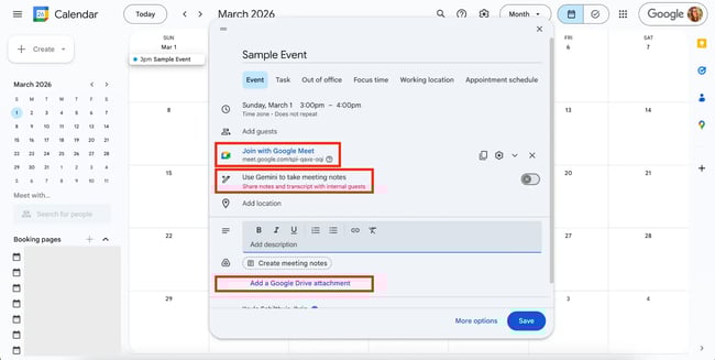 Google Meet syncing with Google Calendar