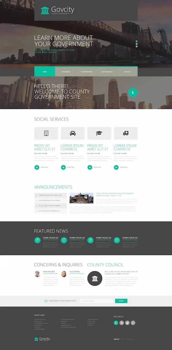 Government Responsive Website Template is a clean WordPress theme that comes with many features.