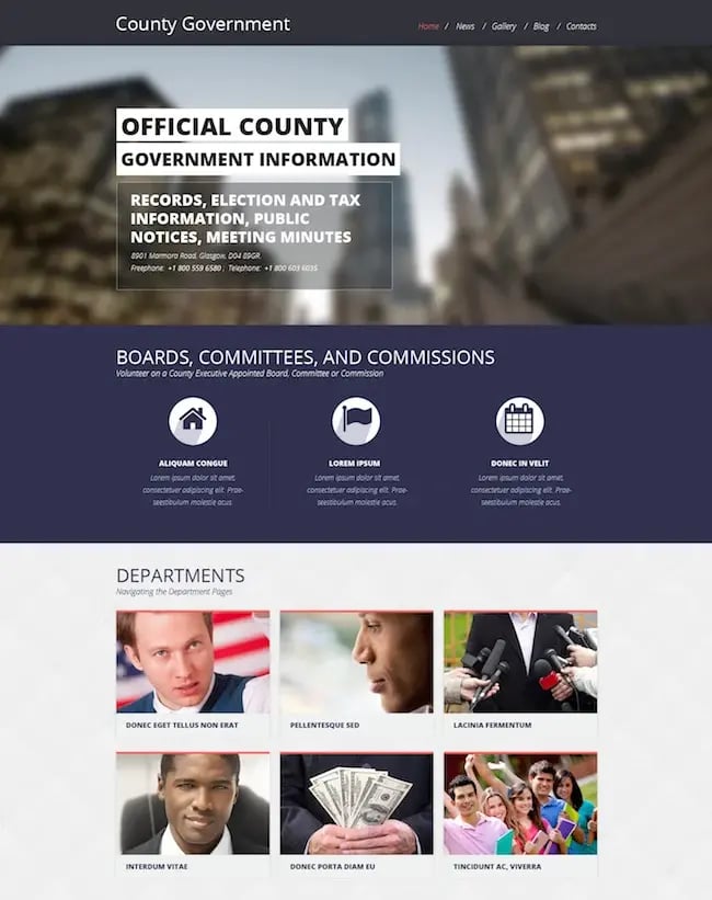 This beautiful theme has been designed specifically to meet the needs of a government website. 