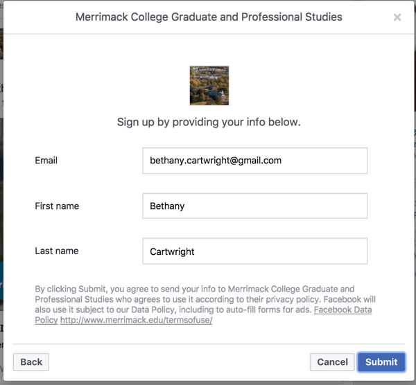 facebook lead ad example