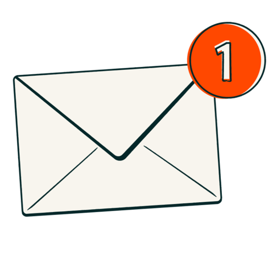 Email icon with a notification.
