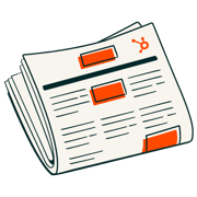 Illustration of a newspaper with HubSpot Icon