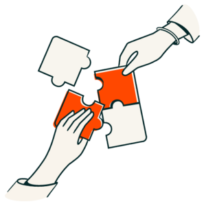 Two hands putting puzzle pieces together.