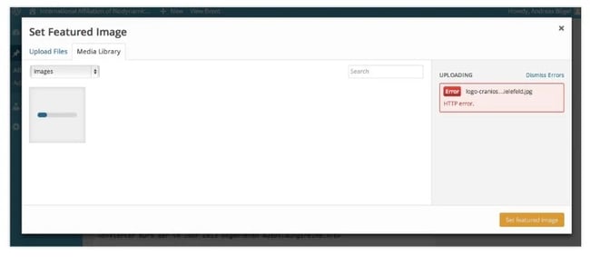 Generic HTTP error occured when uploading an image file to WordPress