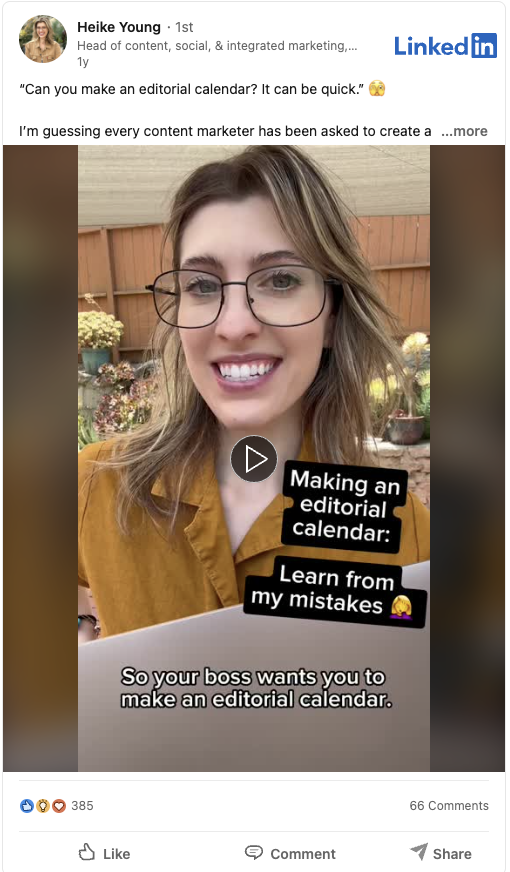 Heike Young LinkedIn video hook