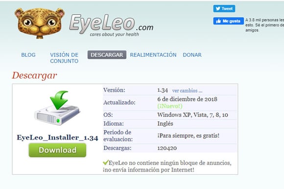 Herramienta para relajar la vista en PC- EyeLeo