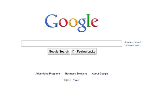 History of SEO, a Google search results page in 2011