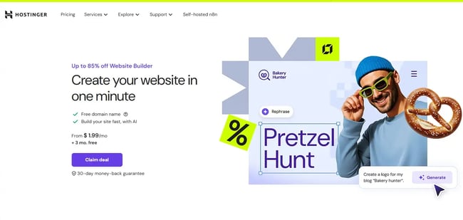 Hostinger web builder, Squarespace alternatives
