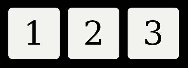 three numbered html blocks displayed horizontally