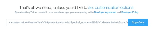twitter feed for wordpress: embed code provided by twitter publish