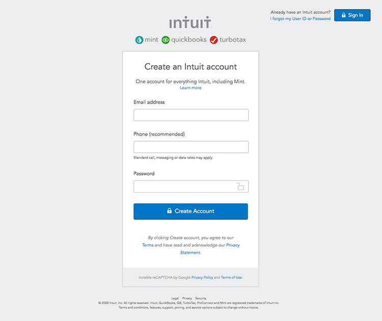 registration form examples intuit