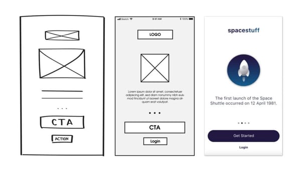 Low fidelity wireframe example.