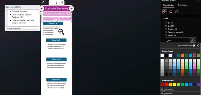 How to Create an Infographic in PowerPoint, Changing the color scheme of a piece of SmartArt for a PowerPoint infographic