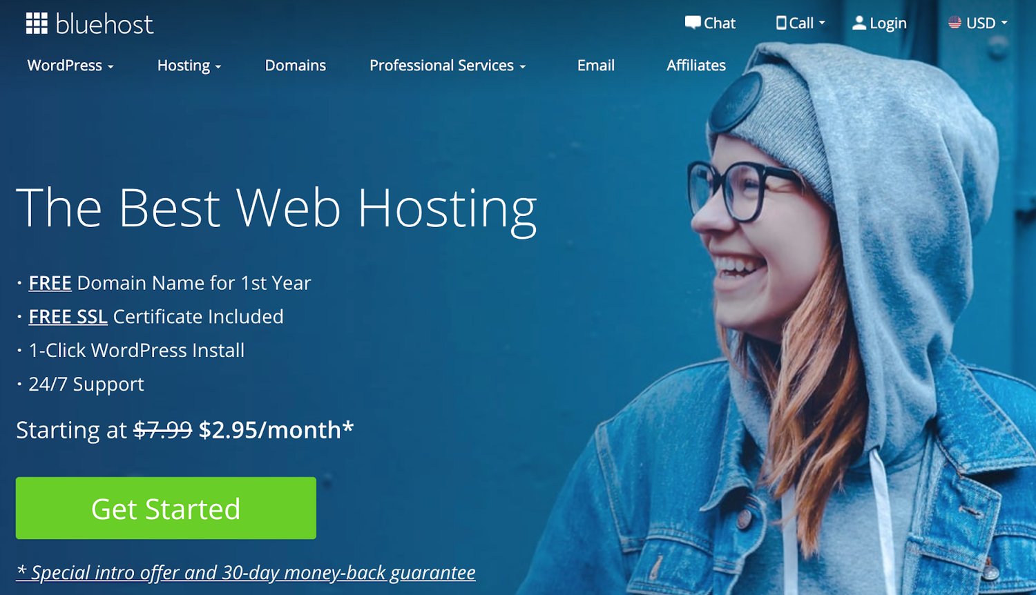 Bluehost website homepage