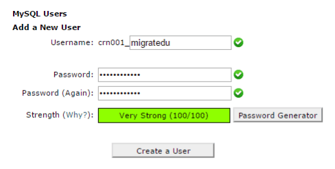 migrate wordpress: the add user window in cPanel