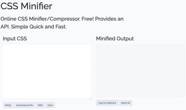 an online tool to minify CSS