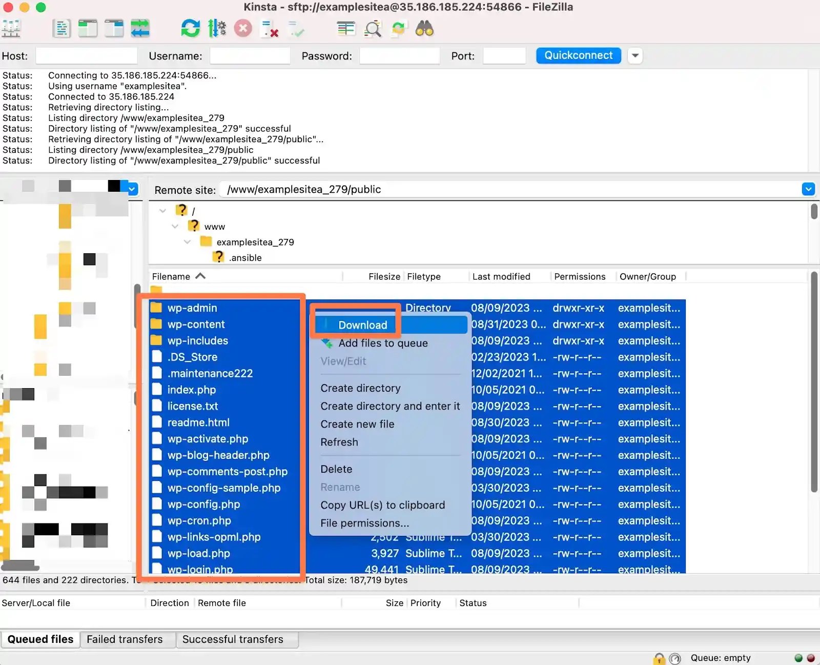 How to backup your WordPress sites files over FTP.