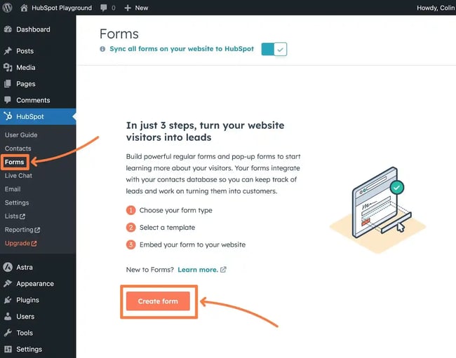 How to create a new signup form in the HubSpot WordPress newsletter plugin