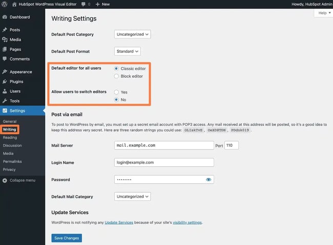 How to set the Visual Editor as your sites default editor.