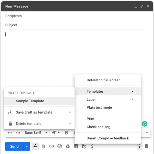 How to insert a canned response template into an email