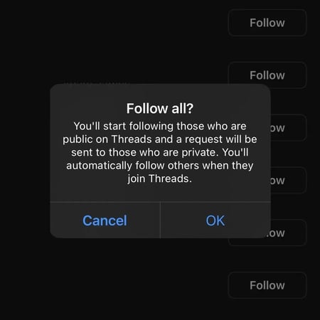 Instagram Threads follow all option