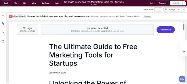 HubSpot Blog Ideas Generator interface, AI topic suggestions