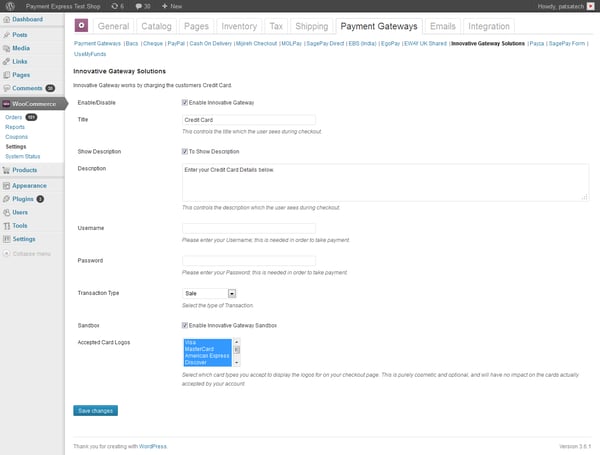 Configuring settings of Innovative gateway solutions plugin