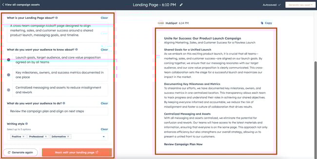 HubSpot’s AI Content Assistant tools creating project briefs to unify teams