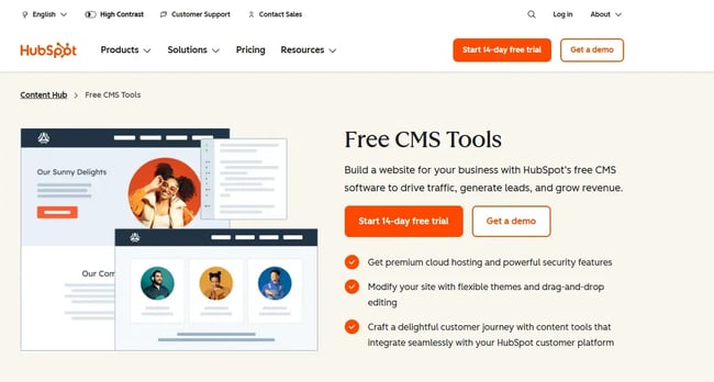 HubSpot’s Content Hub, website hosting for nonprofits