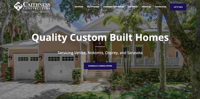 homepage for the hubspot cms hub website example caithness construction