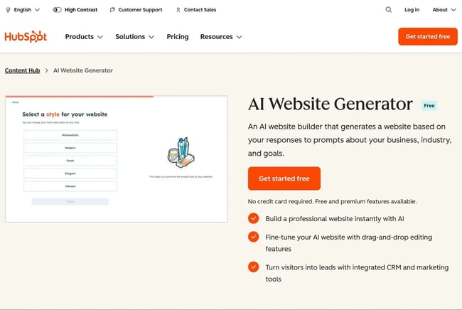 HubSpots AI website builder for beginners