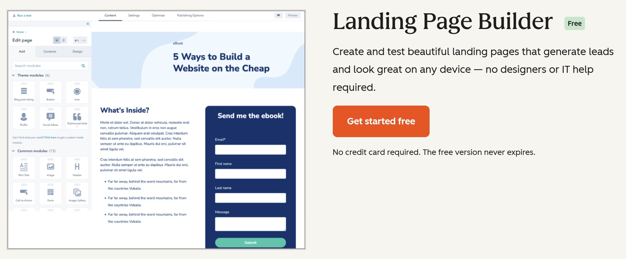 Hubspot Landing Page Building; b2b lead generation tools