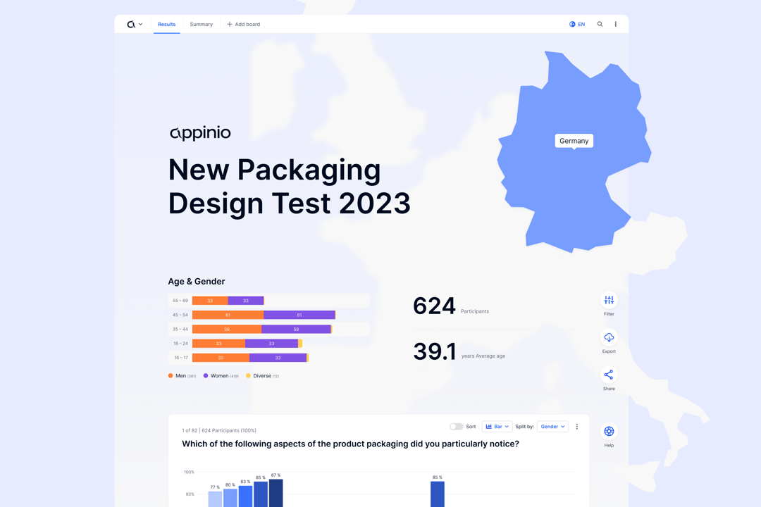 Appinio Screenshot von ihrer Marktforschungsplatform