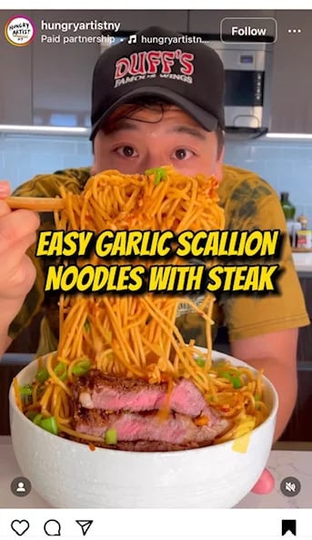sponsored content example: Hungry Artist NY 