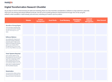 Digital transformation research checklist with sections for benefits of going digital, software options, required tools, stakeholders, and spaces for notes on website, content management, social media, email marketing, SEO/website analytics, lead and cust