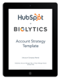 Account strategy template displayed on a tablet screen, featuring the ̽ѡ and Biglytics logos along with placeholder text for company and contact information.