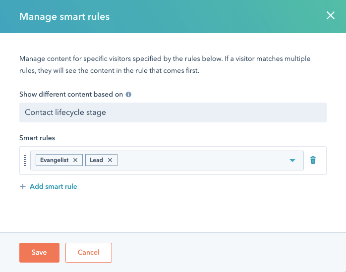 Create and manage smart content rules