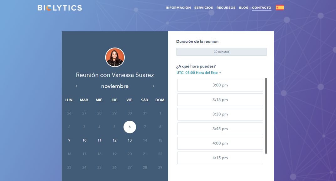 Meeting scheduler: programa de citas de HubSpot