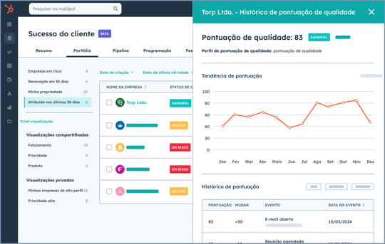 análise de health score do cliente na Ferramenta da HubSpot