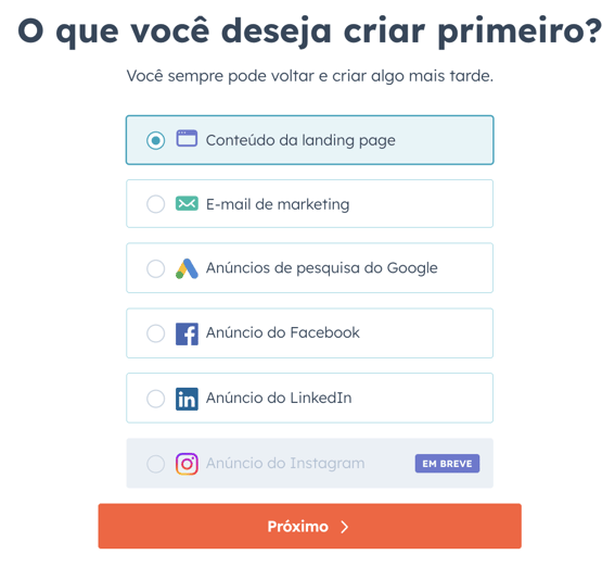 captura de tela da ferramenta de assistente de campanhas com inteligência artificial da HubSpot