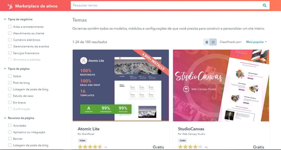 Marketplace de temas e templates para sites - CMS Hub