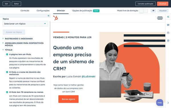 dicas de SEO do software de blog da HubSpot
