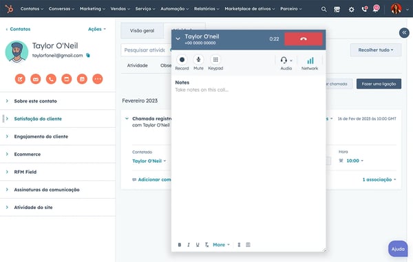 captura de tela do software de lead management da HubSpot mostra como criar tarefas dentro do CRM
