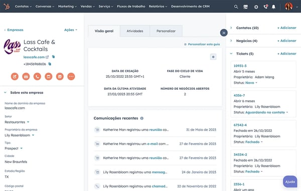 detalhes do software de gestão de leads da HubSpot