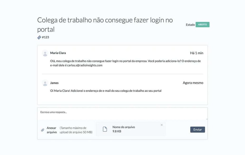 captura de tela mostra portal de cliente personalizado