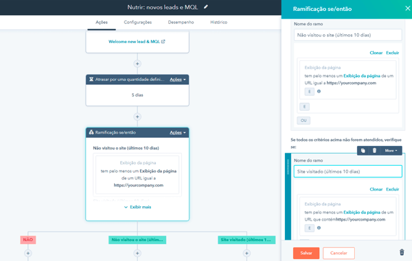 captura de tela mostra personalização de informações em fluxo de trabalho 