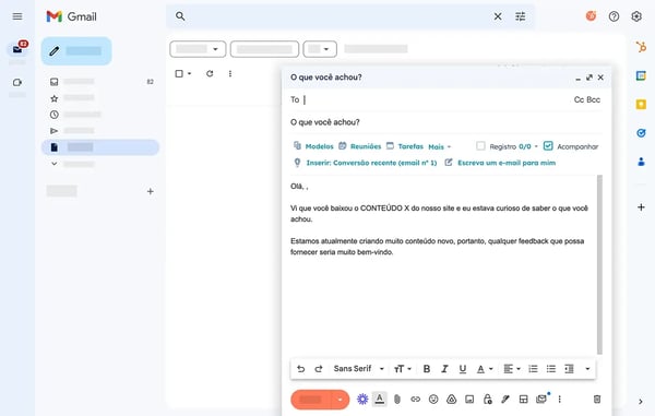 interface do agendador de e-mails da HubSpot no Gmail