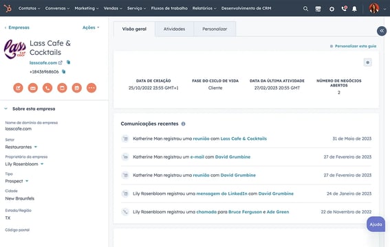 gerenciador de leads da HubSpot