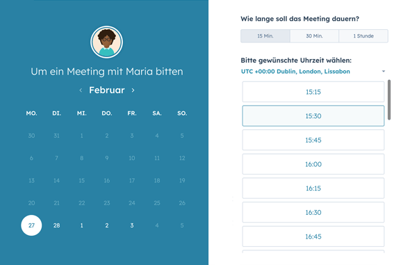 Buchungsseite mit Terminauswahl